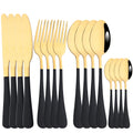 Ljojo 16-Piece Stainless Steel Cutlery Set - Silverware Spoon Knife Fork Tableware