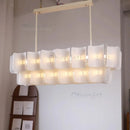 Ljojo White Large Chandelier Minimalist Wabi Sabi Acrylic Lamp for Dining Living Room