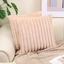Ljojo Luxe Faux Fur Striped Throw Pillow Cover for Home Decor