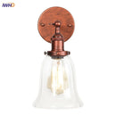Ljojo Loft Rustic Clear Glass LED Wall Light - Industrial Style Iron Wall Lamp