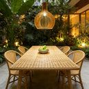 Ljojo Wooden Chandelier Modern Pendant Lamp Nordic Ceiling Hanging Light Black Metal Glass Shade