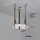 LED Alabaster Resin Ring Leather Belt Chandelier - Modern European Ljojo Lighting for Living Dining Room