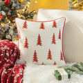 Embroidered Christmas Trees Pillow Cover with Velvet Piping - Ljojo Brand