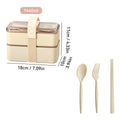 Ljojo Large Capacity Double-Layer Lunch Box with Tableware - Heatable Bento Box