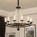 American Country Retro Crystal Chandelier Black Dining Room Bedroom Pendant Light by Ljojo