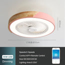 Ljojo 52CM Green Wood Ceiling Fan Light With Remote Control for Bedroom Dining Room