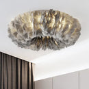 Ljojo Feather Ceiling Lamp with E27 Light Bulb for Bedroom Living Room Decor