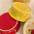 Ljojo 5.5" Ceramic Polka Dot Fruit Bowl - Korean Style Dessert Dish & Tableware