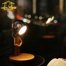 Cartoon Moon Table Lamp USB Rechargeable Solid Wood Dimming Desk Light for Bedroom by Ljojo