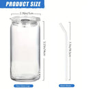 Ljojo 16oz Glass Tumblers with Lids & Straws - Set of 2