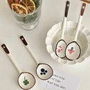 Ceramic Kawaii Spoon Set by Ljojo: Hand Painted Long Handle Soup & Dessert Spoons
