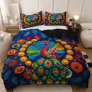 Ljojo Mexican Peacock Pattern Duvet Cover Set with 2 Pillowcases