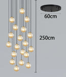 Ljojo LED Ring Stairs Pendant Light Chandeliers for Living Room and Dining Room