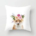 Cute Animals Print Decor Pillowcase by Ljojo - Pink Flower Theme