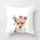 Cute Animals Print Decor Pillowcase by Ljojo - Pink Flower Theme