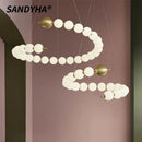 Modern French Cream Pearl LED Pendant Light Chandelier for Living Room by Ljojo
