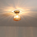 Ljojo Modern Amber Glass LED Ceiling Lights with Copper Socket for Home Decoration