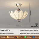 Ljojo Lotus Fabric Pendant Light for Bedroom Living Room Solid Wood Restaurant