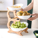 Ljojo 2/3 Layer Wooden Dinnerware Set - Partitioned Fruit Bowl, Candy Trays, Salad Bowl