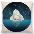 Cute Cat Moon Night Wonderland Witch Halloween Dance Pillow Cover by Ljojo