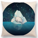 Cute Cat Moon Night Wonderland Witch Halloween Dance Pillow Cover by Ljojo