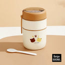 Ljojo Double-Layer Stainless Steel Thermal Lunch Box with Spoon and Bag