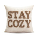 Chenille Embroidered Cushion Cover 18"x18" for Living Room Sofa, Ljojo Beige Pillowcase