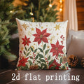 Ljojo Merry Christmas Poinsettia Greeting Pillow Cover for Sofa, Bedroom, Car