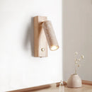 Ljojo LED Wall Light Indoor Up Down Rotate Yellow Travertine Wood Reading Lamp