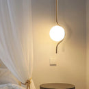 Ljojo Milky Glass Ball Pendant LED Sconces for Bedroom - Long Cable Hanging Lamp