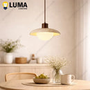 Natural Travertine Pendant Light | Japandi Stone Hanging Lamp | LED Ceiling Fixture by Ljojo