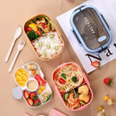 Ljojo 3 Grid Fruit Cartoon Lunch Box for Kids, Multi-function Organizer