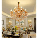 Ljojo Luxury Crystal Chandelier for Living & Dining Room - Elegant Golden Villa Candles Hanging Light