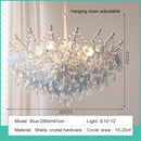 French Medieval Style Blue Shell Crystal Chandeliers Luxury Villa Duplex Living Room Decor Pendant Lights