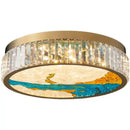 Ljojo Chinese Style Enamel Ceiling Lamp Modern Villa Glossy Crystal LED Decoration