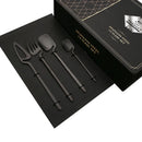 Ljojo 24-Piece Black Stainless Steel Cutlery Set Dishwasher Safe