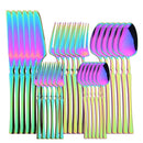 Ljojo 30-Piece Black Stainless Steel Dinnerware Set