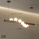 Medieval Bauhaus Wooden Strip Bubble Glass LED Pendant Light Chandelier by Ljojo