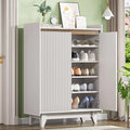Ljojo™ White Fluted 5-Tier Shoe Cabinet, Adjustable Shelves, 43.7”H Tall Shoe Storage