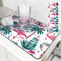 Flamingos Square Dry Mat: Ljojo Absorbent & Anti-slip Cup Drainer