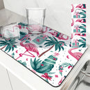 Flamingos Square Dry Mat: Ljojo Absorbent & Anti-slip Cup Drainer