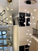 Glass Ball Long Chandelier for Modern Minimalist Loft Living - Ljojo Spiral Luxe Light