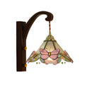 French Medieval Flower Glass Wall Lamp Wooden Retro Fixture by Ljojo