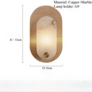 Ljojo Marble Bedroom Bedside Lamp: Minimalist Copper Wall Light for Living Room and Foyer