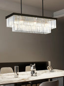 Nordic Luxury K9 Crystal Rectangle Chandelier Smoky Gray Hanging Light - Ljojo