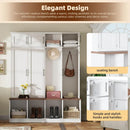 Ljojo™ Wide Farmhouse Hall Tree with Walnut Bench and 8-Door Shoe Cabinet