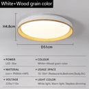 Ljojo Wood Grain LED Ceiling Light: Circular Walnut Remote Control Dimming Home Decor Lamp