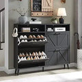 Ljojo™ Farmhouse Shoe Storage Cabinet with Barn Door Design & 4 Flip Drawers