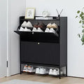 Ljojo™ Farmhouse Shoe Storage Cabinet with 2 Flip Drawers