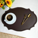 Ljojo Light Grey Faux Leather Oval Placemats for Stylish Table Decor